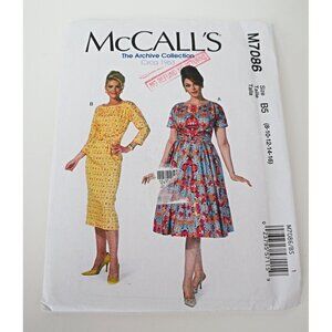 McCalls M7086 Sewing Pattern Retro Flared Dress Sewing Pattern Reprint Archive C